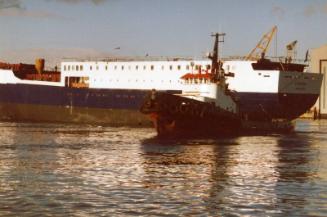 Colour Photograph Showing The Launch Of The Cargo/Passenger Vessel 'st Helena' At Hall Russell