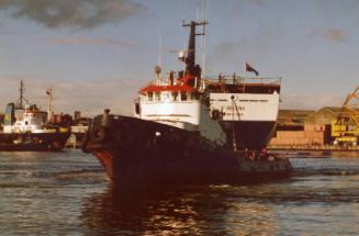 Colour Photograph Showing The Cargo/Passenger Vessel 'st Helena after Launching At Hall Russell