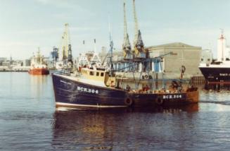 Colour Photograph Showing The Buckie Registered Fishing Vessel "Sapphire" ???' In Aberdeen Harbour