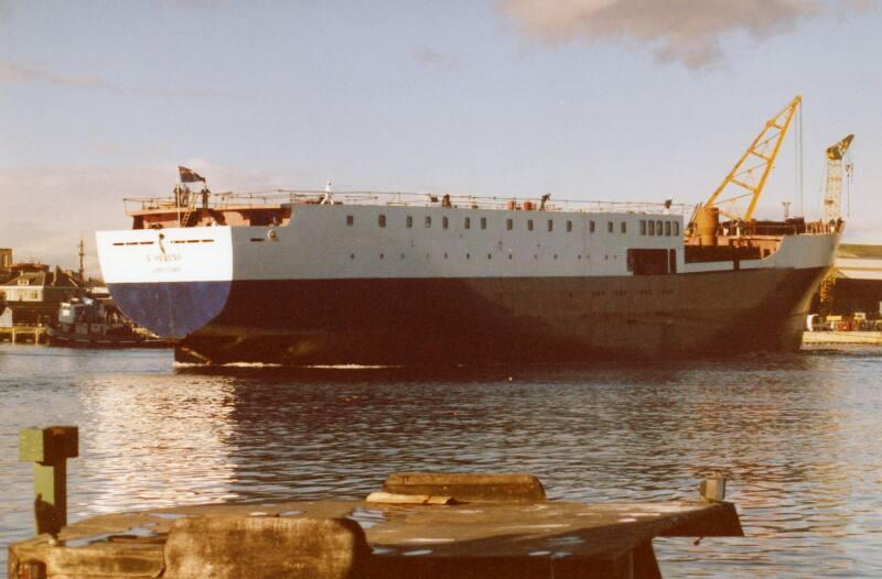 Colour Photograph Showing The Launch Of The Cargo/Passenger Vessel 'st Helena' At Hall Russell