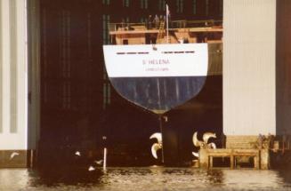 Colour Photograph Showing The Launch Of The Cargo/Passenger Vessel 'st Helena' At Hall Russell