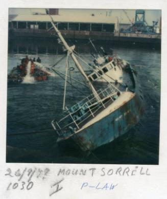 Colour Photograph Showing Vessel 'mount Sorrel' With Starboard List And Most Of Deck Under Water