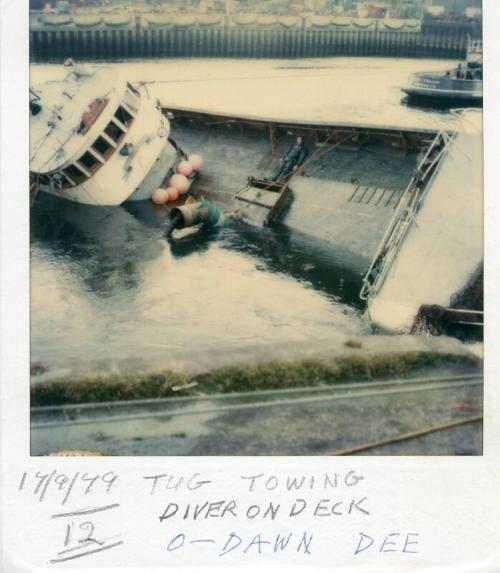 Colour Photograph Showing The Fishing Vessel 'ocean Dawn'on Itsstarboard Side In River Dee