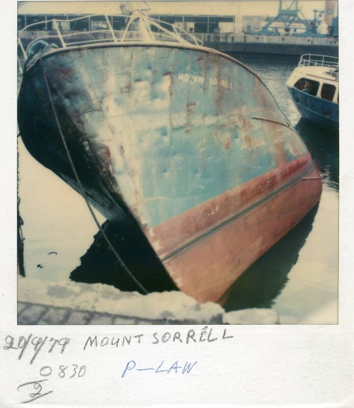 Colour Photograph Showing The Fishing Vessel 'mount Sorrell' Inaberdeen Harbour, Listing To Starboard