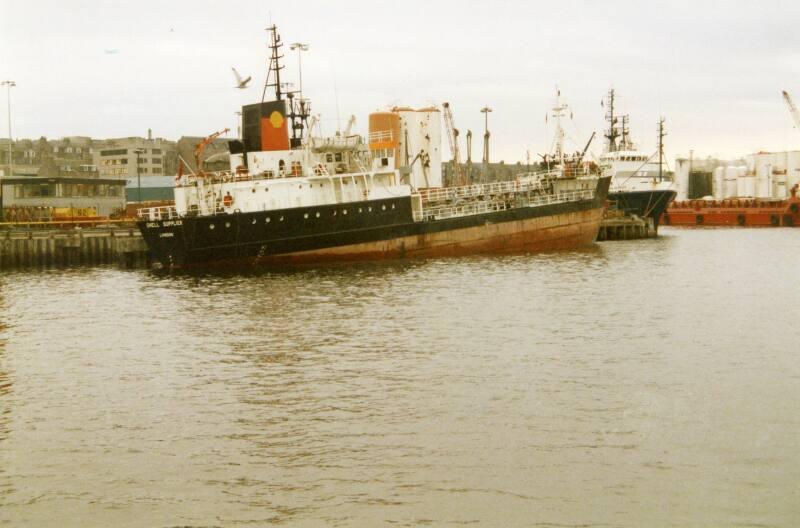 Colour Photograph Showing The Vessel 'shell Supplier' In Aberdeen Harbour