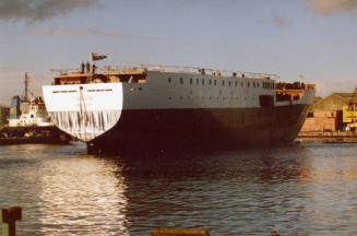 Colour Photograph Showing The Cargo/Passenger Vessel 'st Helenaafter Launching At Hall Russell