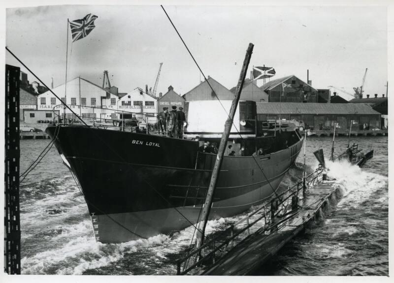 Photograph showing the launch of the trawler Ben Loyal