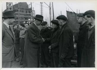 Photograph showing guests at the launch of the coaster Lanarkbrook