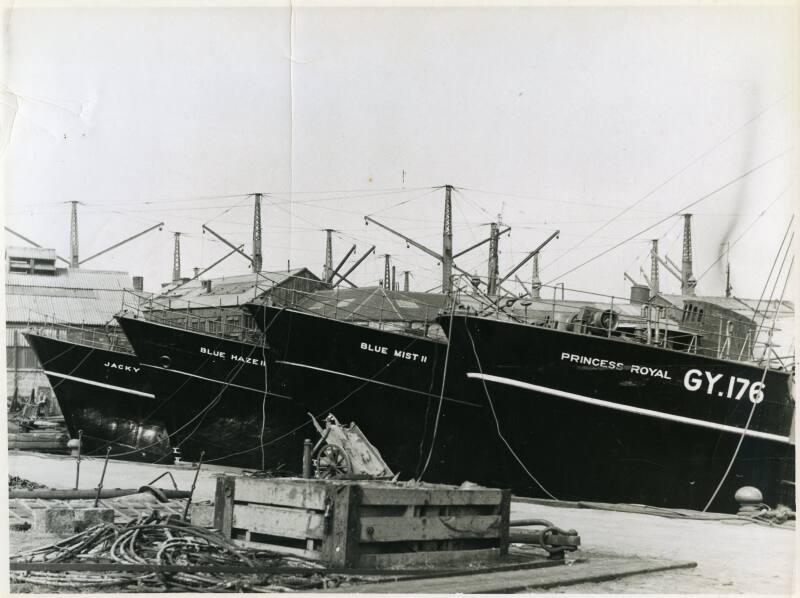 Photograph showing the trawlers Princess Royal, Blue Mist II, Blue Haze II and Jacky (Boston Firefly)