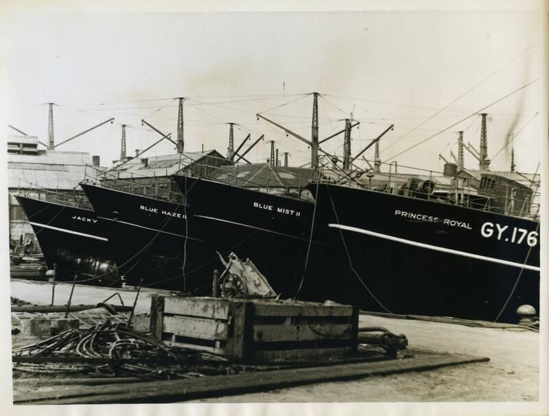 Photograph showing the trawlers Princess Royal, Blue Haze II, Blue Mist II and Jacky (Boston Firefly)