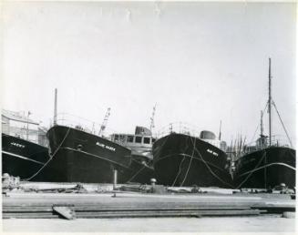 Photograph showing the trawlers Jacky (Boston Firefly), Blue Haze II, Blue Mist II and Princess Royal