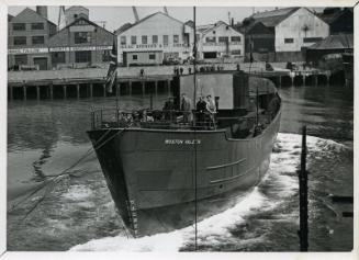 Photograph showing the launch of the trawler Boston Valetta