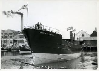 Photograph showing the launch of the trawler Star of Lathallan