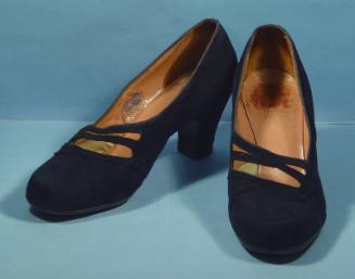 Pair of Ladies Navy Blue Suede Court Shoes 