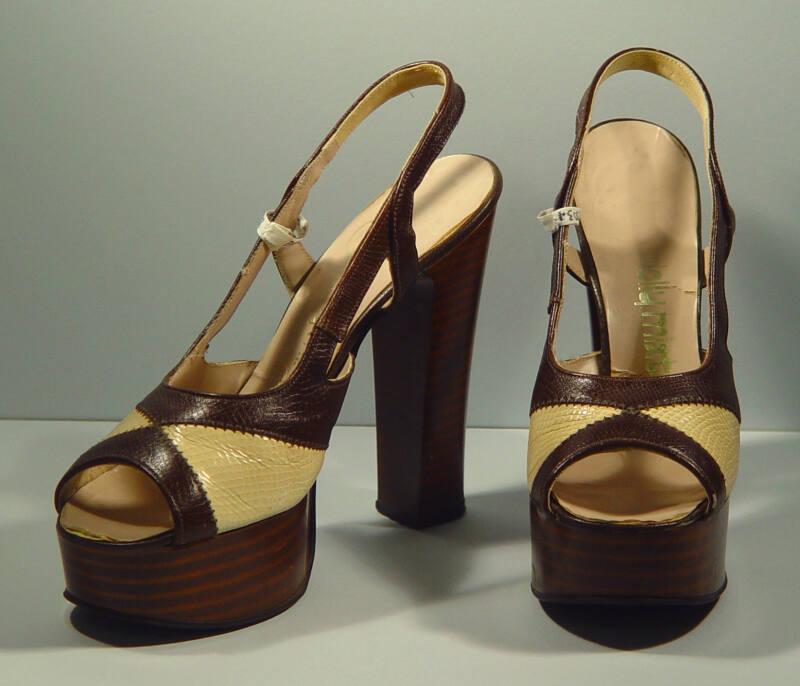 High-Heeled Platform Sling-Backs